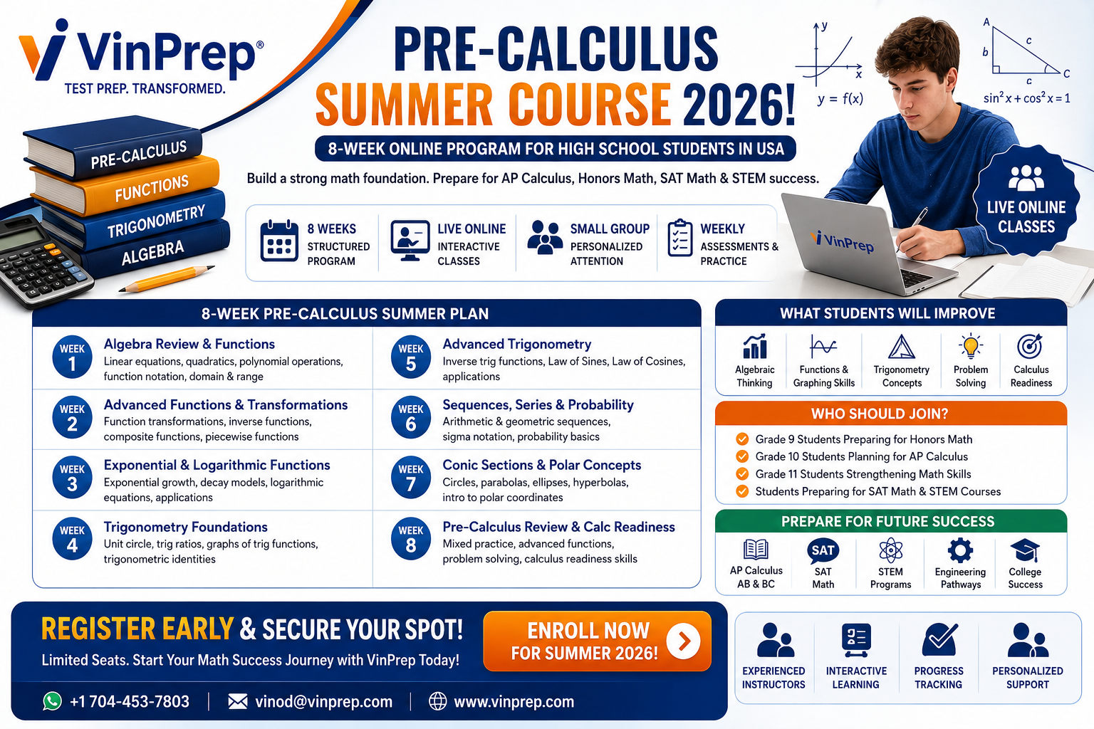 Best Pre-Calculus Summer Course 2026 | Math Classes in USA