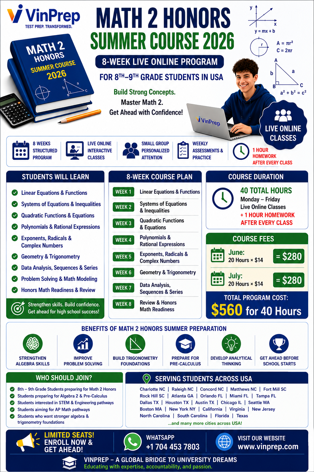 Math-2 Course Fees Details in USA