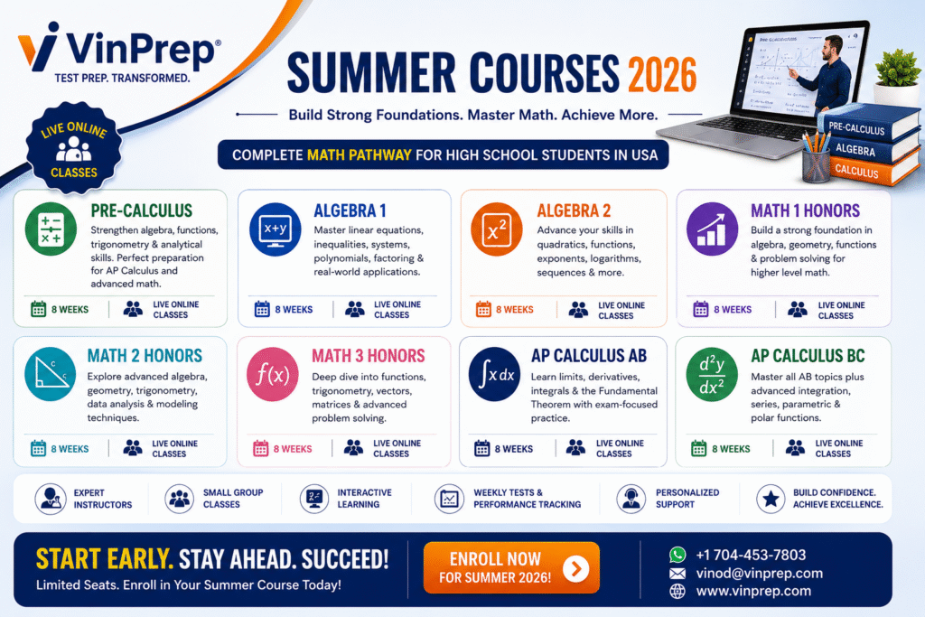 VinPrep Summer Online Maths Courses 2026