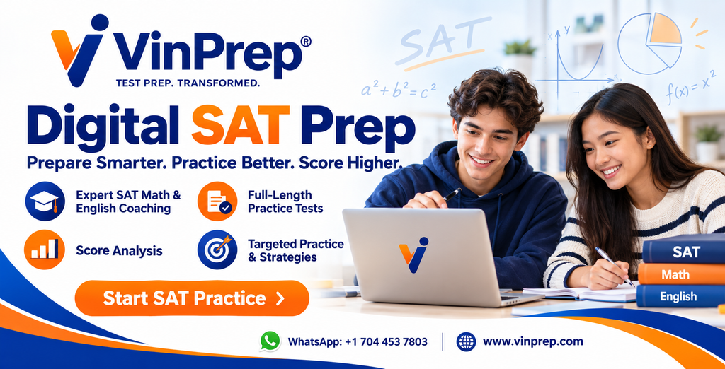 Take VinPrep's Free Digital SAT Diagnostic Test online. Assess SAT Math and English skills, identify weaknesses, and register free across the USA.